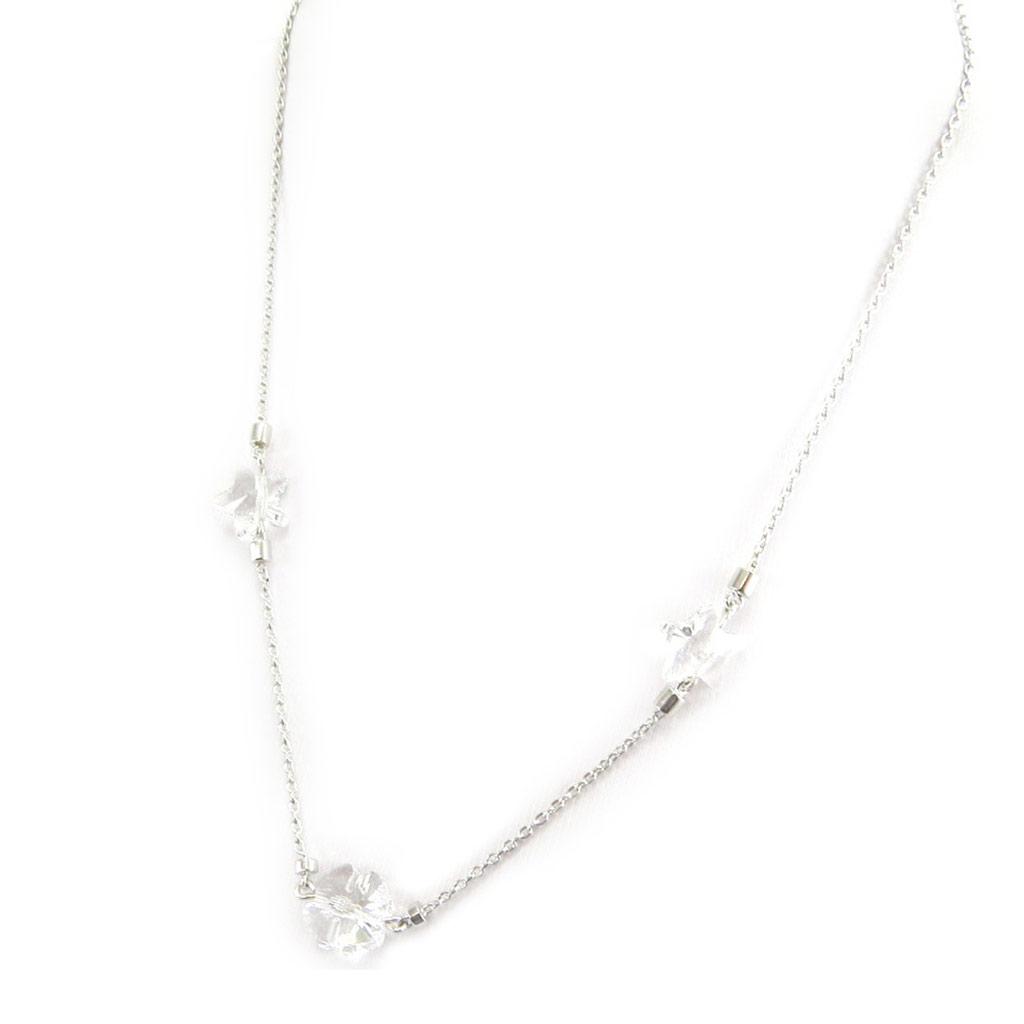 Altesse [L6105] - White 'Crystal' Silver Necklace