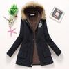 IELGY Winter Mid-length Cotton-padded Jacket Large Fur Collar Hooded Thickened Cotton-padded Jacket Jacket