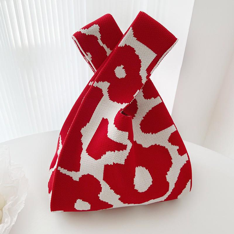 Handmade Cute Panda Knitted Tote - Versatile Women's Woven Handbag