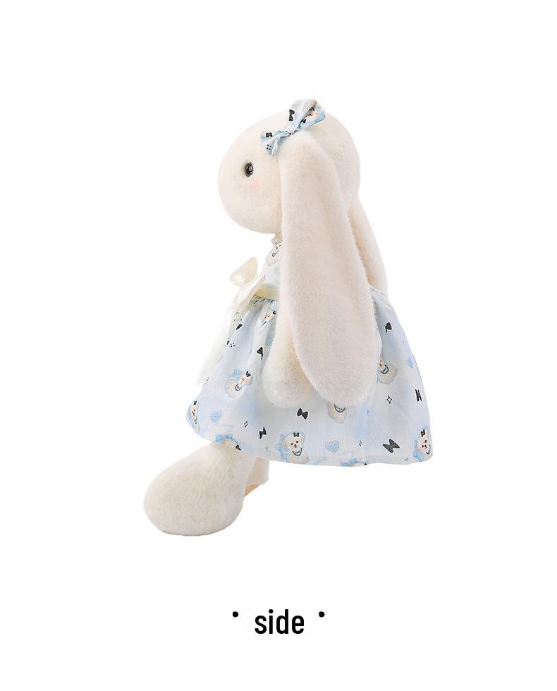 Large Lop-Eared Bunny Plush - Cute Floral Skirt Doll, Soothing Girl's Companion and Pet Healing Toy