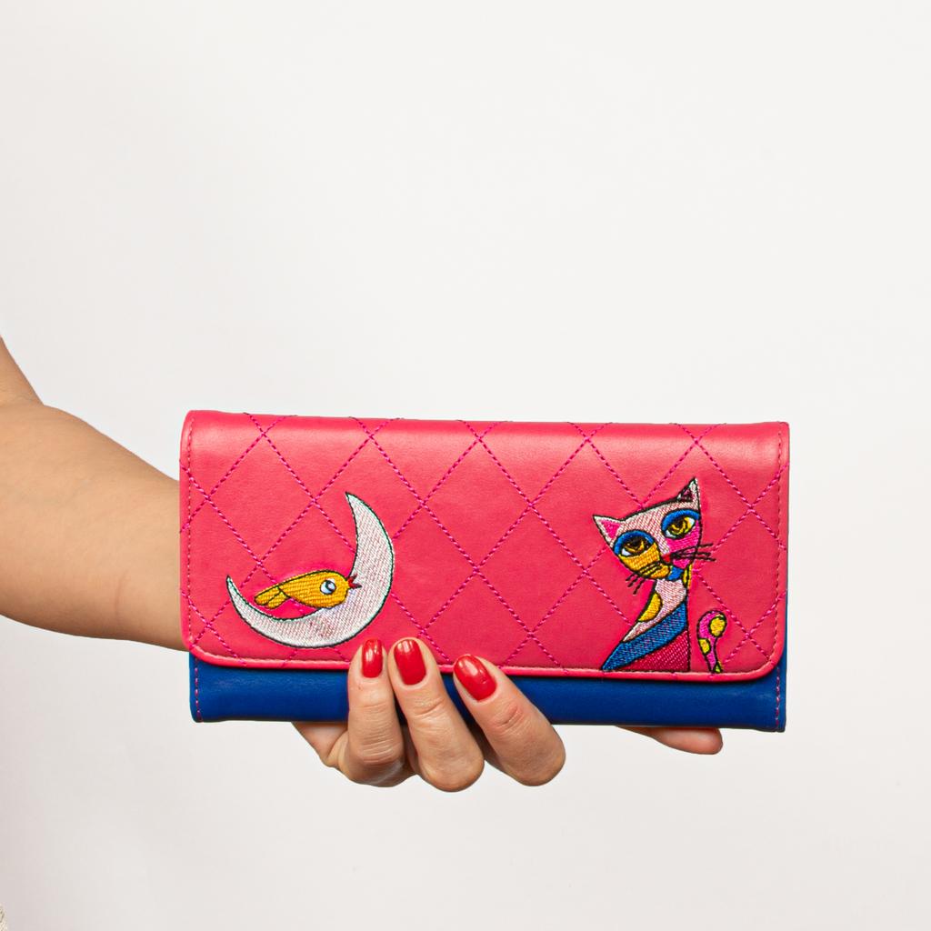 Biggdesign Owl and City Embroidered Card Holder Wallet, Credit Card Holder