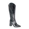 PU Leather High-heeled Knight Boots Women's Fashion V Mouth Pointed Toe Knee High Boots Khaki Sexy 8cm Square Heel Women Shoes