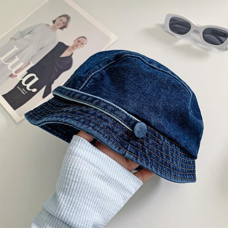 

Ретро джинсовая панама женская весна лето большой обхват головы шляпа художника, подчеркивающая лицо, с маленькими короткими полями, берет, драпированная шляпа-пайл average size for adults (55-58cm) темно-синий