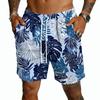 Men's Casual Hawaiian Print Drawstring Shorts Lightweight Quick Dry Mid-Length Beachwear Summer Five-Point Pants with Pockets