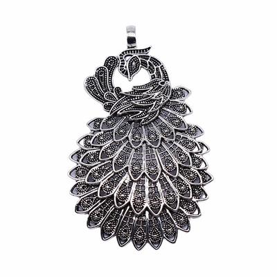 1pcs Big Peacock Charms Charms Antique Silver Color Zinc Alloy 86X53mm