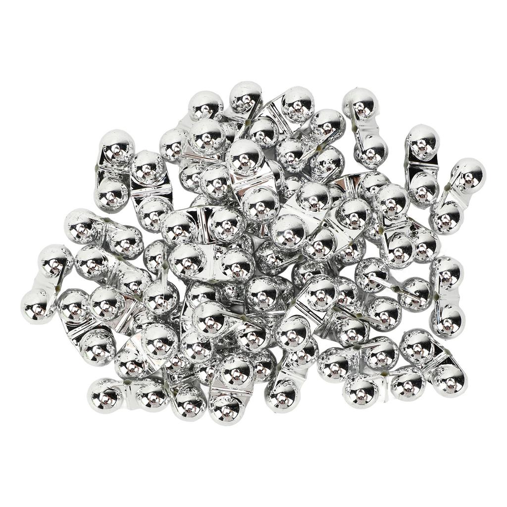 50PCS Fishing Double Rattle Metal Sea Fishing Attractor Bell Beads with Plastic Case for Luring Fish Silver
