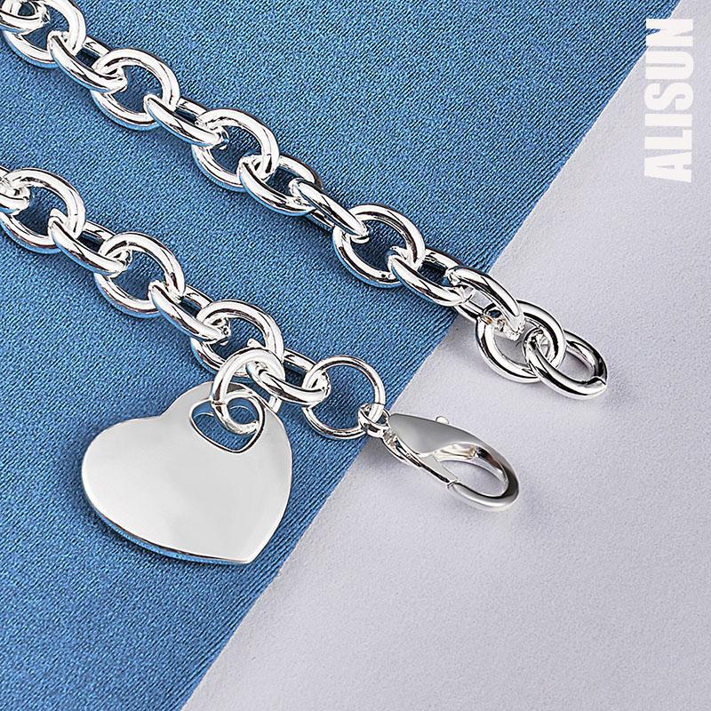 925 Sterling Silver Heart-shaped Pendant Bracelet Fashionable Wedding Jewelry