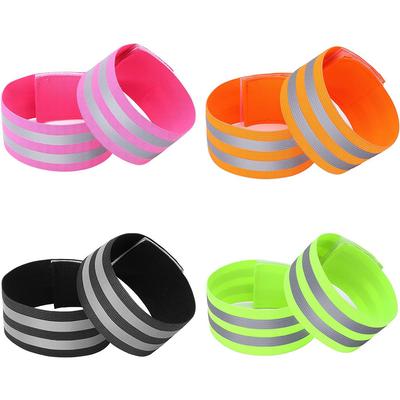 Neue 4 Paar elastische reflektierende Bänder für Nachtspaziergänge, Radfahren und Laufen