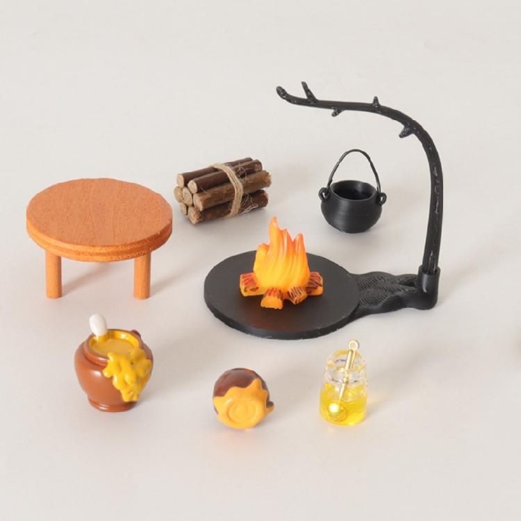 Miniature Kitchen Miniature Set 1/12 Doll House Decoration Hanging Stove Firewood SweetJar Model with Realistic Features