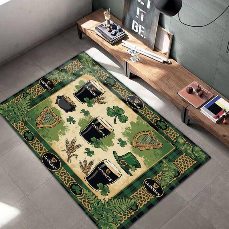 St.Patrick's Day cloverPattern Square Carpet,Area Rug,Carpet Rug for Living Room Bedroom Sofa Playroom Decor,Non-slip Floor Mat,Holiday Birthday Gifts
