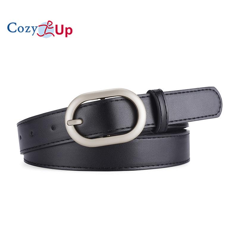 Women's oval PU belt with outer waistband