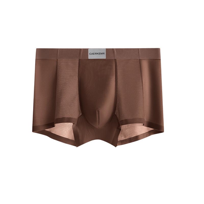 Saténové chladivé pánské bezešvé spodní prádlo se středním pasem z ledového hedvábí - Prodyšné a antibakteriální