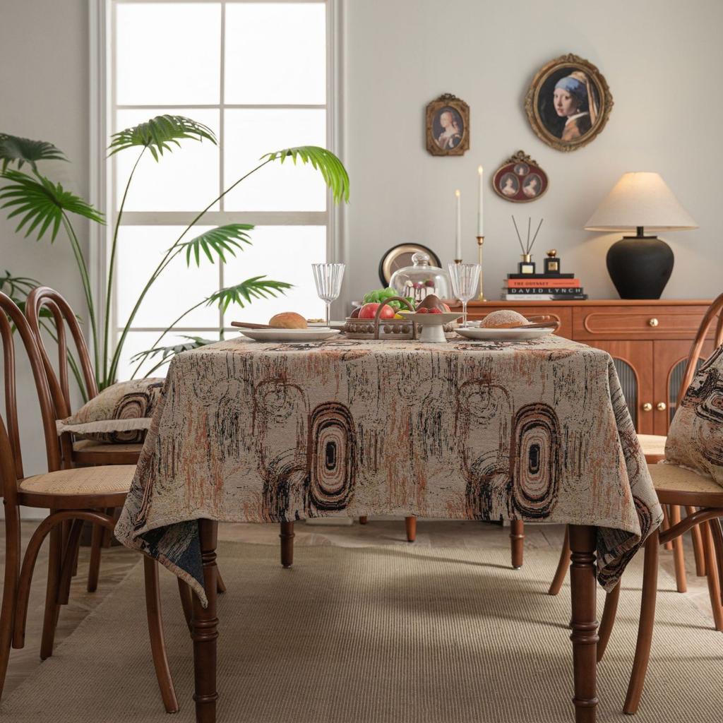 Tablecloth Jacquard Flower Bird Plant Rectangular Dining Table Cloth Thick Tablecloth Dustproof