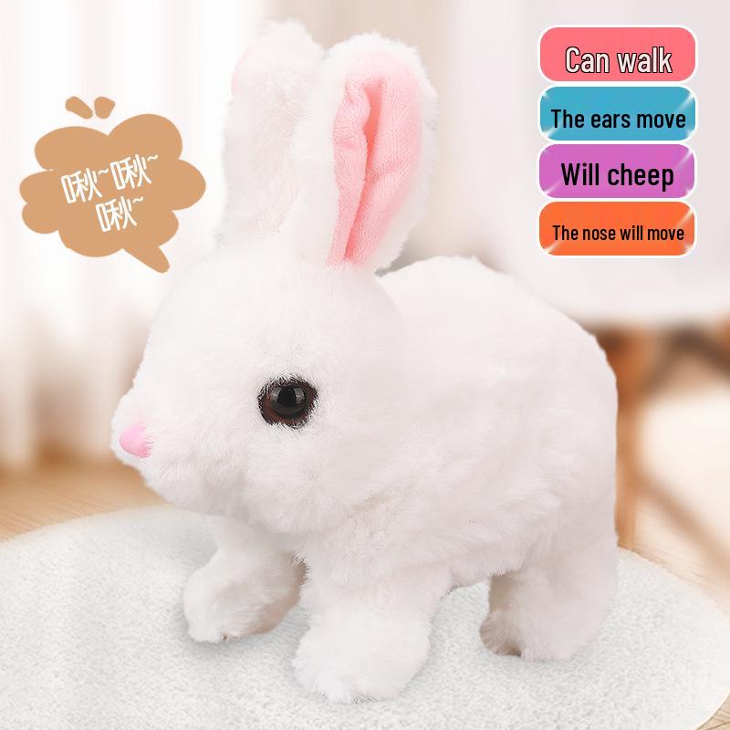 

Электрическая плюшевая игрушка-кролик для девочек с рюкзаком для хранения в виде домика