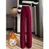 Autumn Winter Lady Snow Warm Pants Classic Fleece High Waist Trousers Women Straight Leg Plush Thermal Casual Pants