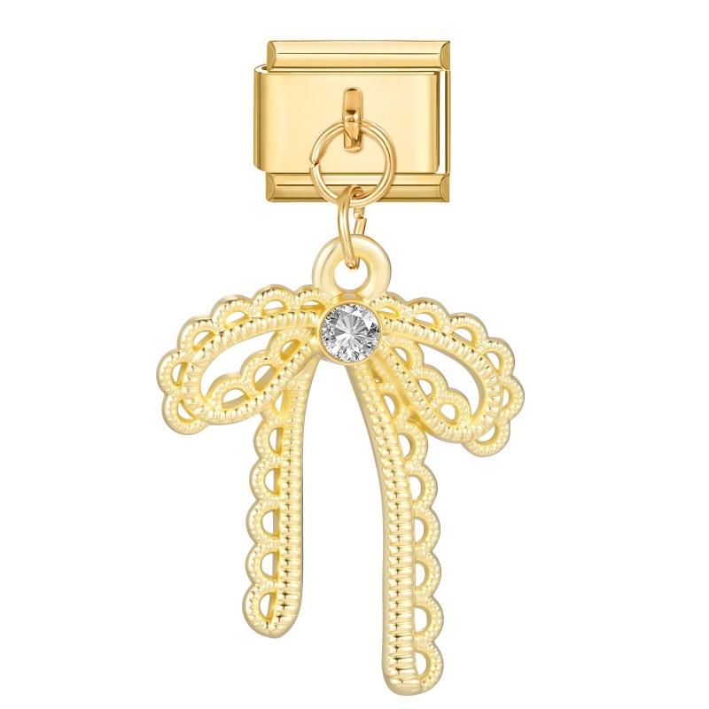 Y2K Creative Heart Moon Butterfly Star Bow Golden Pendant Italian Charm Links Fit 9mm Stainless Steel Bracelet Women DIY Making