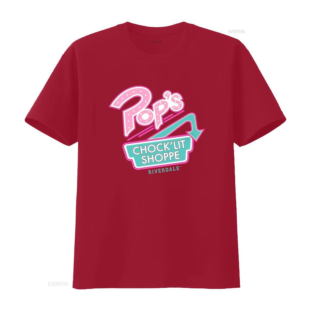 Riverdale Mens Pops ChockLit Shoppe Logo T Shirt Vintage Washed Stretched Versatile Top For Everyday Wear Homme