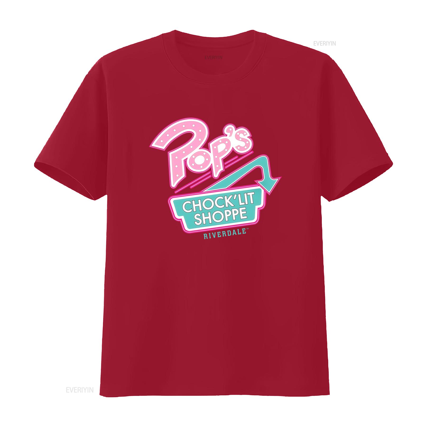 Riverdale Mens Pops ChockLit Shoppe Logo T Shirt vintage Washed Stretched Versatile Top For Everyday Wear homme S