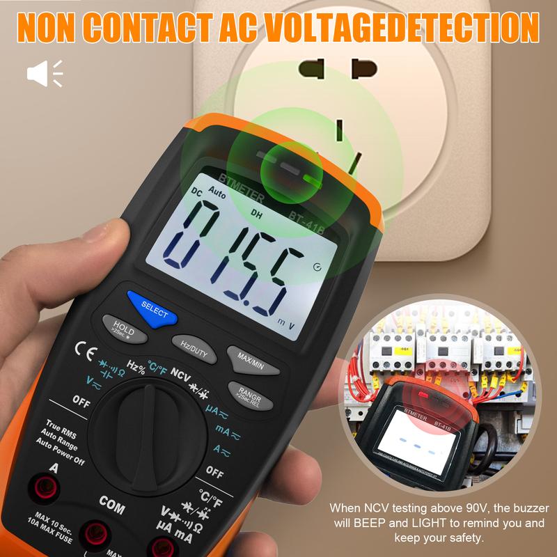 Digital Multimeter BTMETER 6000 Counts Auto Range AC DC Volt Current Tester HD Display Electronic Repair Tool