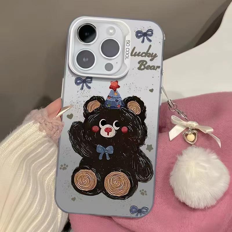 The new cute bear is suitable for iphone17 mobile phone case Apple 15promax/16 anti-drop 13pro12mini.