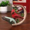 Creative Resin Linnet Figurines Handmade Semicircle Vibrant Red Bird Durable Engraving Red Bird Statue for Home