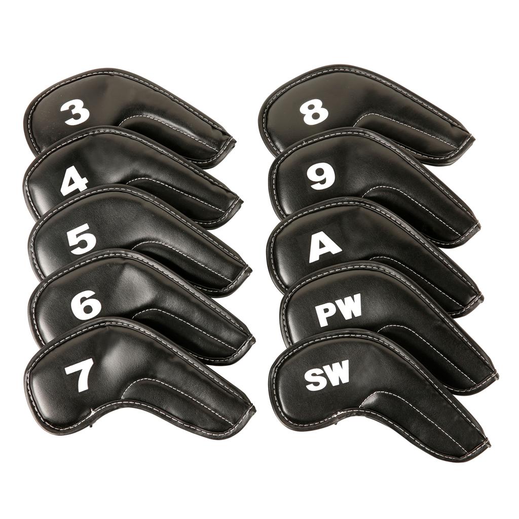 10Pcs Golfs Head Cover, Thick Synthetic PU Leathers Golfs Iron Head Cover with Big Number for Long Neck Golfs Club Head