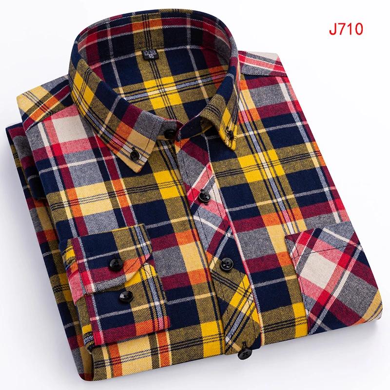 New Autumn Winter Fashion Men Casual Flannel Plaid Long Sleeve Shirts S-8XL Regular Fit Pocket Businessman Dress Shirts Daily