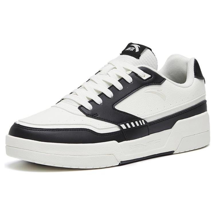 New Anta Slip Resistant Shock Absorbers With Abrasion Resistant Properties Low Top Skateboard Shoes Men's Ivory White Black 912318062-3
