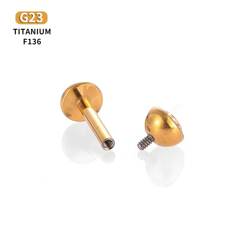 G23 Titanium Zirconia Inlaid Inner-Threaded Lip & Cartilage Stud Earring