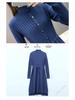 Women's Plus Velvet Thick Mid-Length Knit Sweater Dress - Loose Fit with Lace and Half-High Collar for Autumn and Winter