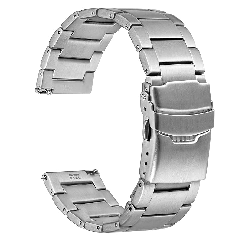 

[WOCCI] watch belt metal 20mm watch band men s 316L stainless steel metal watch bracelet Quick Release silver
