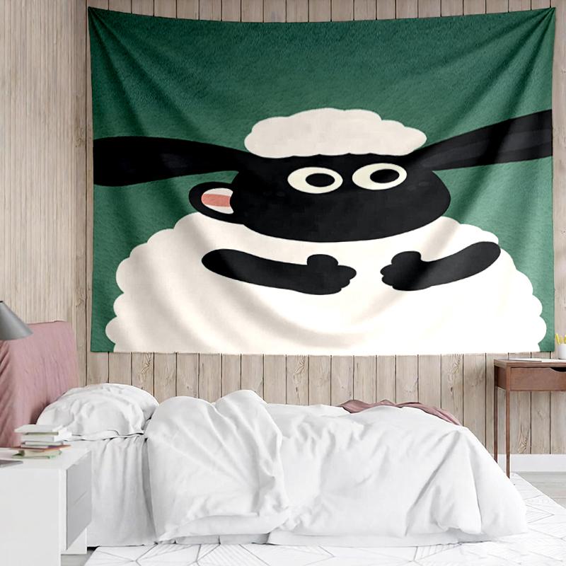 Shaun the Sheep Print Tapestry, Backdrop, Easy Setup, Ideal for Bedroom, Office & Living Room, with Aesthetic Wall Hanging Decor.
