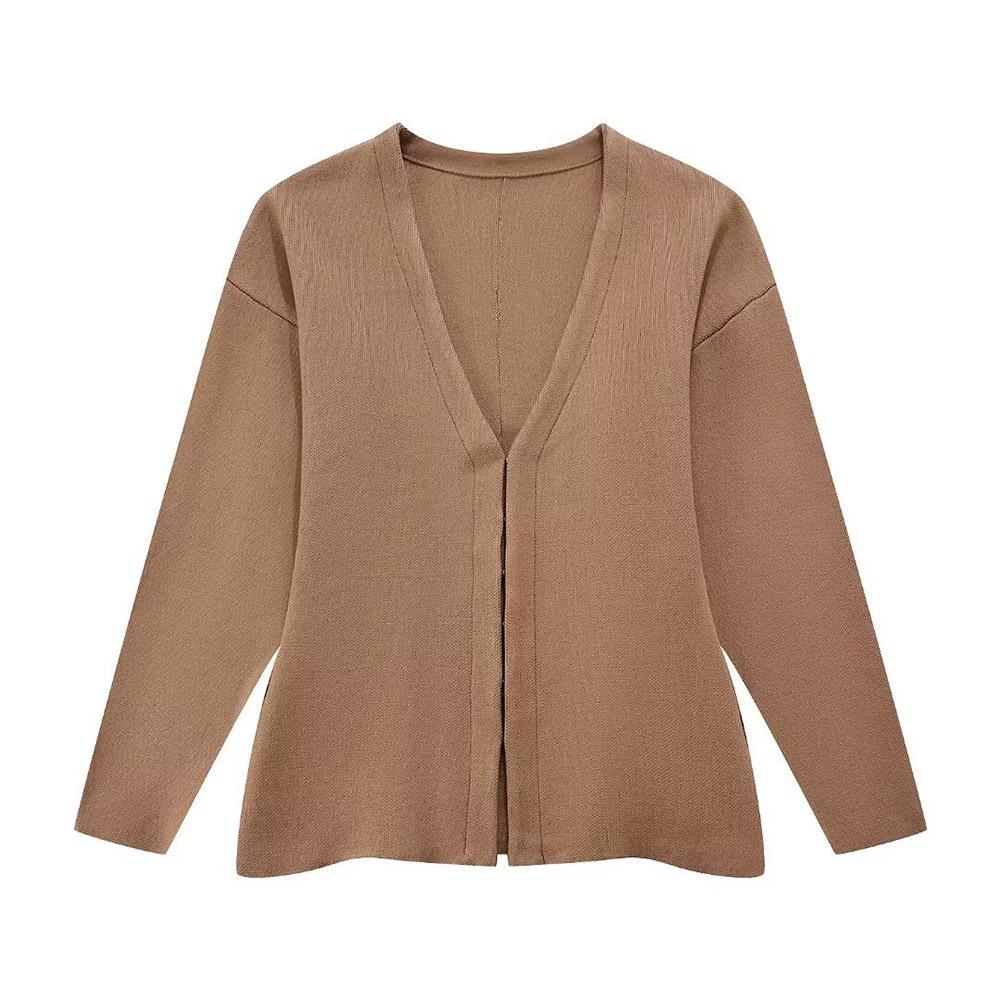 Autumn 2023 Women's V-Neck Knit Jacket & Mini Skirt Set