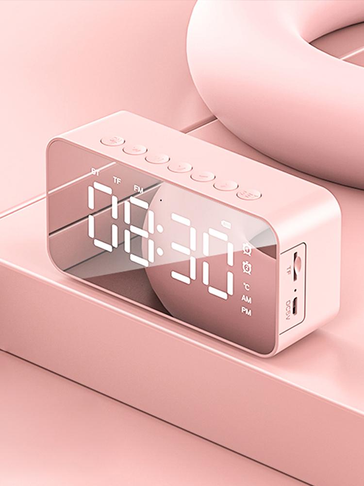 Desktop Mini LED Mirror Digital Clock Bluetooth Wireless Alarm Clock with Audio Cell Phone Speaker Stereo Sound Effect