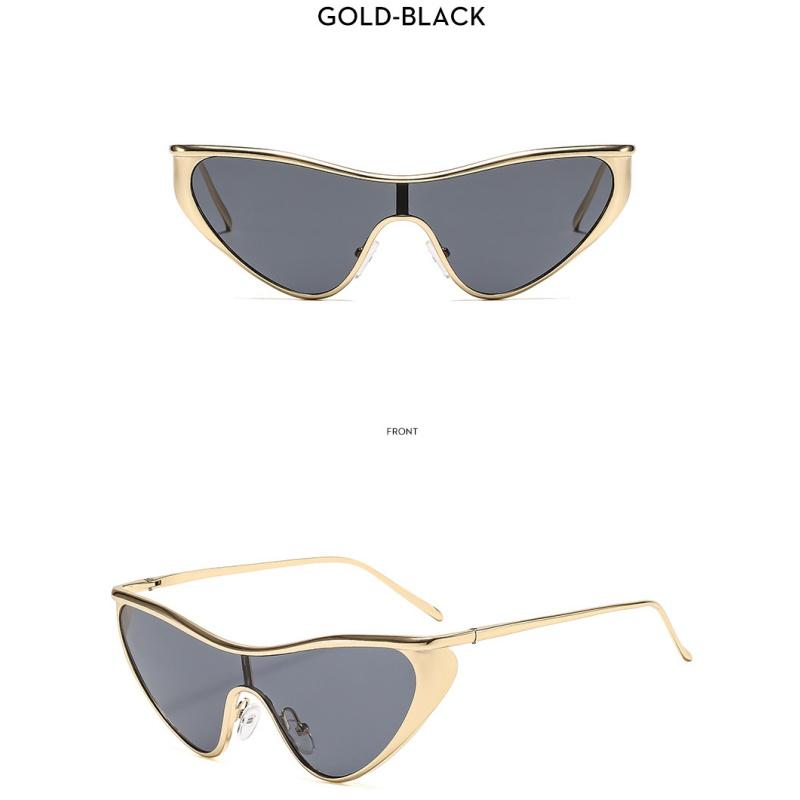 Women's sunglasses, men's and women's fashion metal one-piece cat's eye sunglasses