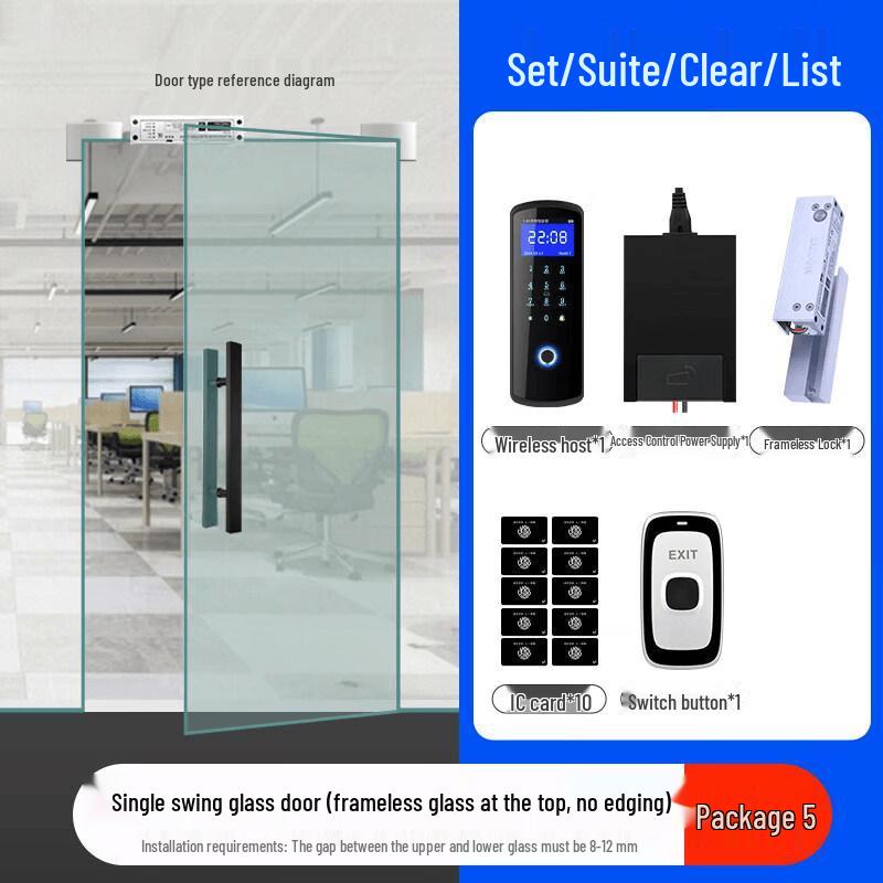 

ZUCON 2.4G Wireless Fingerprint Password Access Control System for Glass Doors CN plug (adapter included)