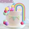 Boho Rainbow Cake Topper Bohemian Soft Pottery Insertion Cupcake Dessert Baby Shower Birthday Wedding Party Decorations Supplies