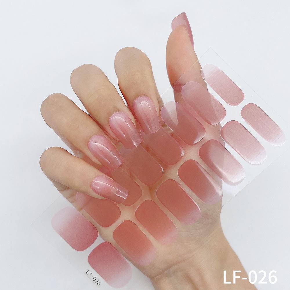 LF No-Bake Waterproof Gel Nail Stickers - Solid, Glitter, Color Block, Gradient Full Cover