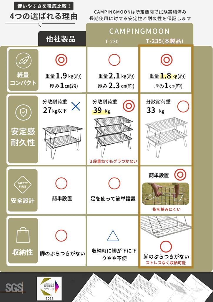 CAMPING MOON Field Rack, Slim, Stainless Steel, T-235A