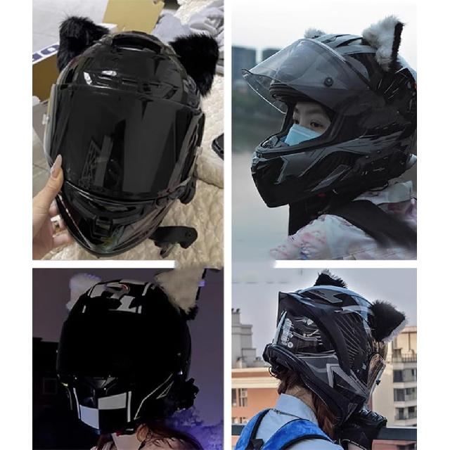 1 Pair Cute Cat Ears Helmet Decorations Helmet Accessories Plush Helmet Ears Helmet Horns Helmet Embellishments