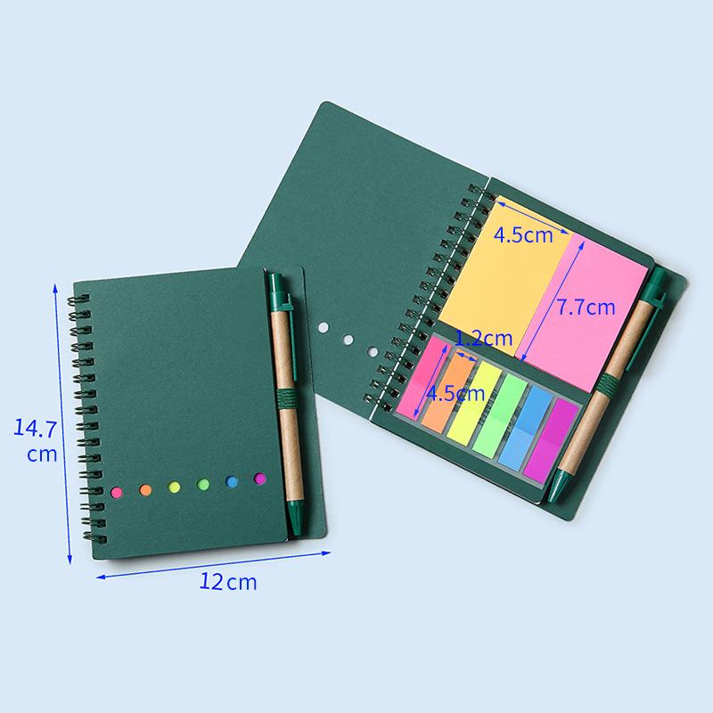 Creative Six-Hole Kraft Paper Notebook with Sticky Notes