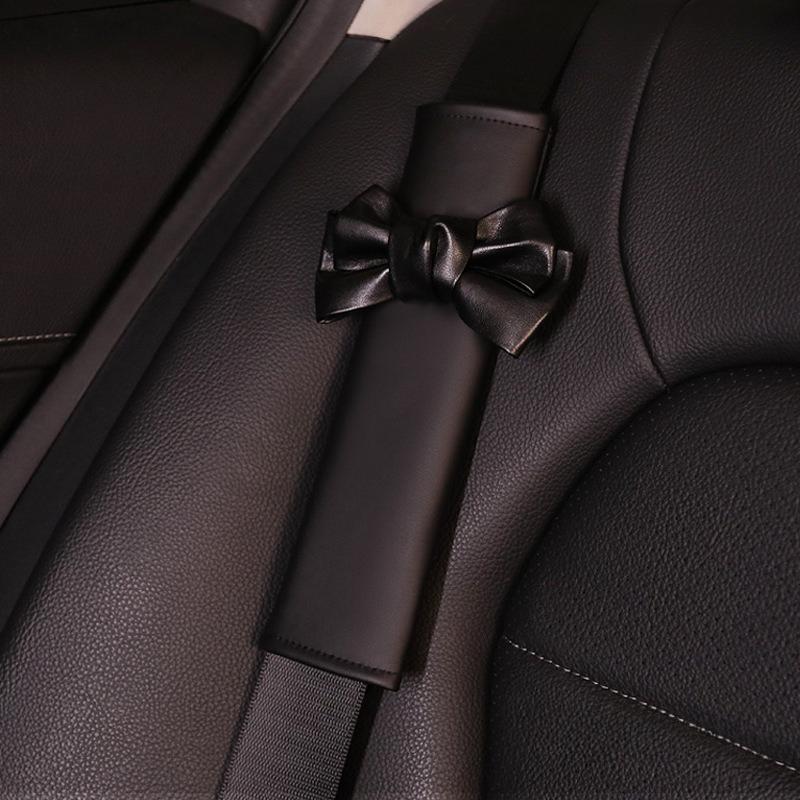 Bow Tie Car Seat Belt Cover Personalized Leather Style Four Seasons Shoulder Protector Women's Car Seat Belt Cover Fashion