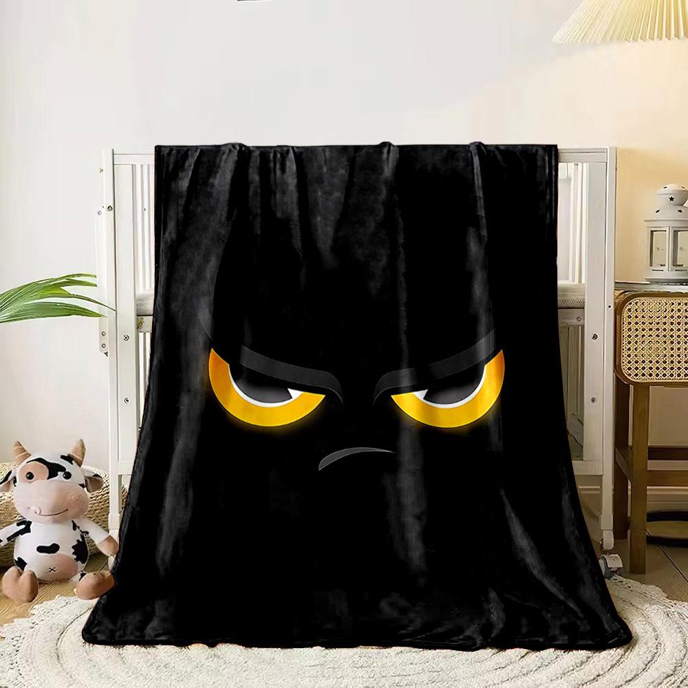 

Glowing yellow eyes with sharp brows on a dark black background. for all seasons blanket lunch break throw gift 80cm x 120cm