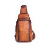 Whatna Antique-Style Tanned Natural Cowhide Leather Crossbody Bag, One-Shoulder Bag for Men, Genuine Leather, Thick Leather, Reversible, Left or