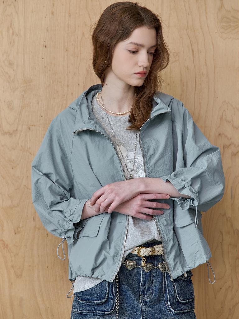 Maxza Flap Pocket Loose Fit Hooded Cropped Field Jumper
