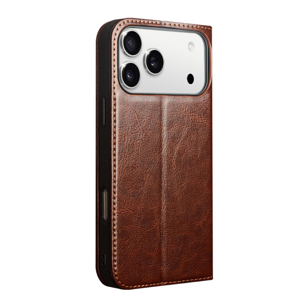 QIALINO For iPhone 17 Pro Case Wallet Stand Genuine Cow Leather Phone Cover