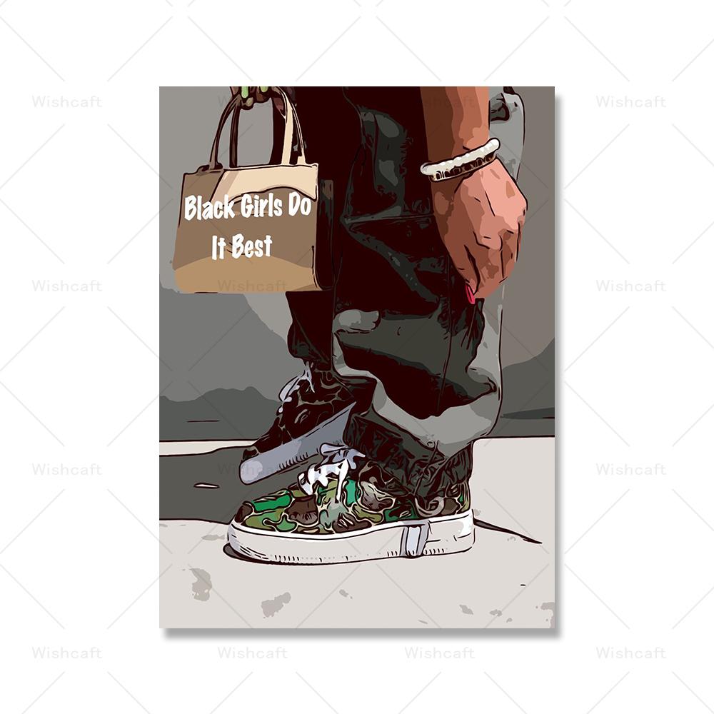 

Чернокожие девушки делают это лучше всего Настенные картины Мода Парикмахерское искусство Нейл-арт Салон Декор для гостиной Постер и принт Настенная холщовая живопись 21x30cm No Framed