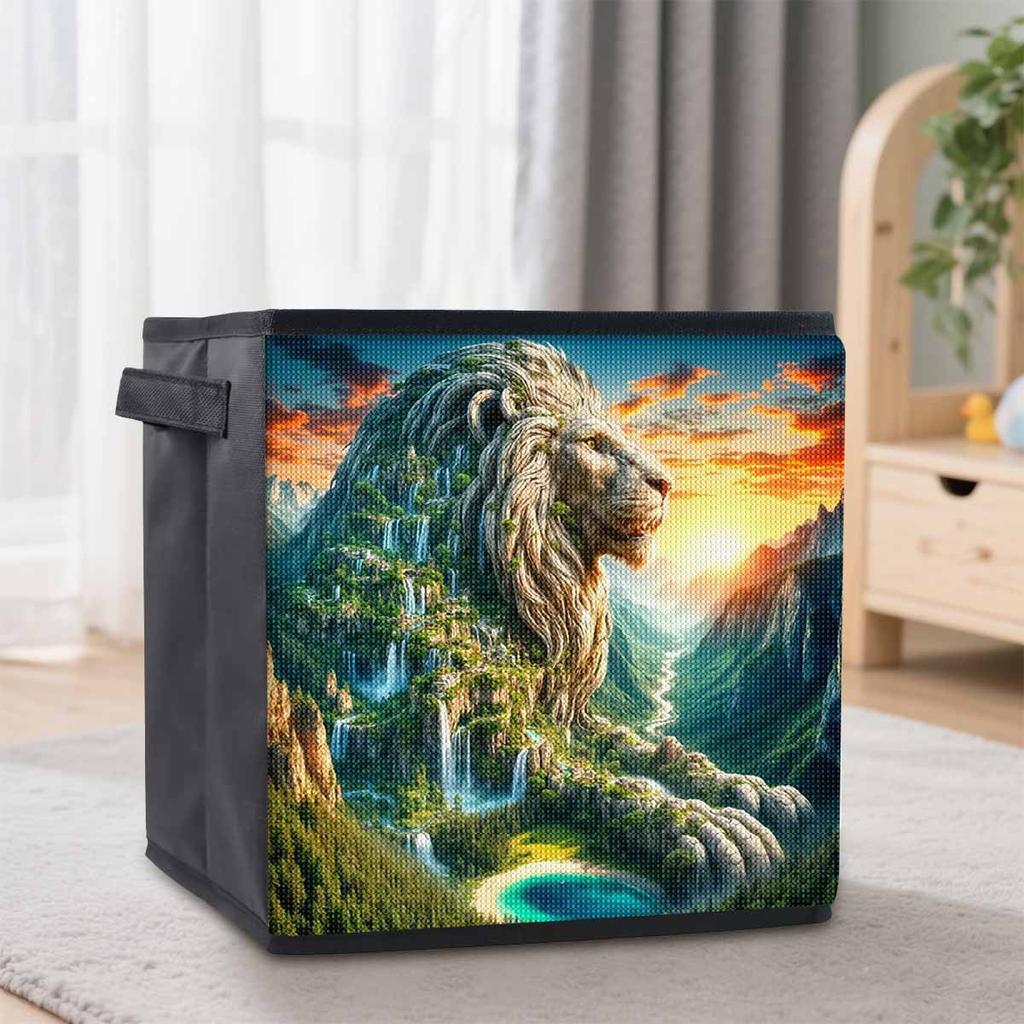 Stone Lion Mountain 5D Diamond Painting Storage Basket Full Round Drill Mosaic Diamond Embroidery Cross Stitch Kits Home Decor Home Decor
