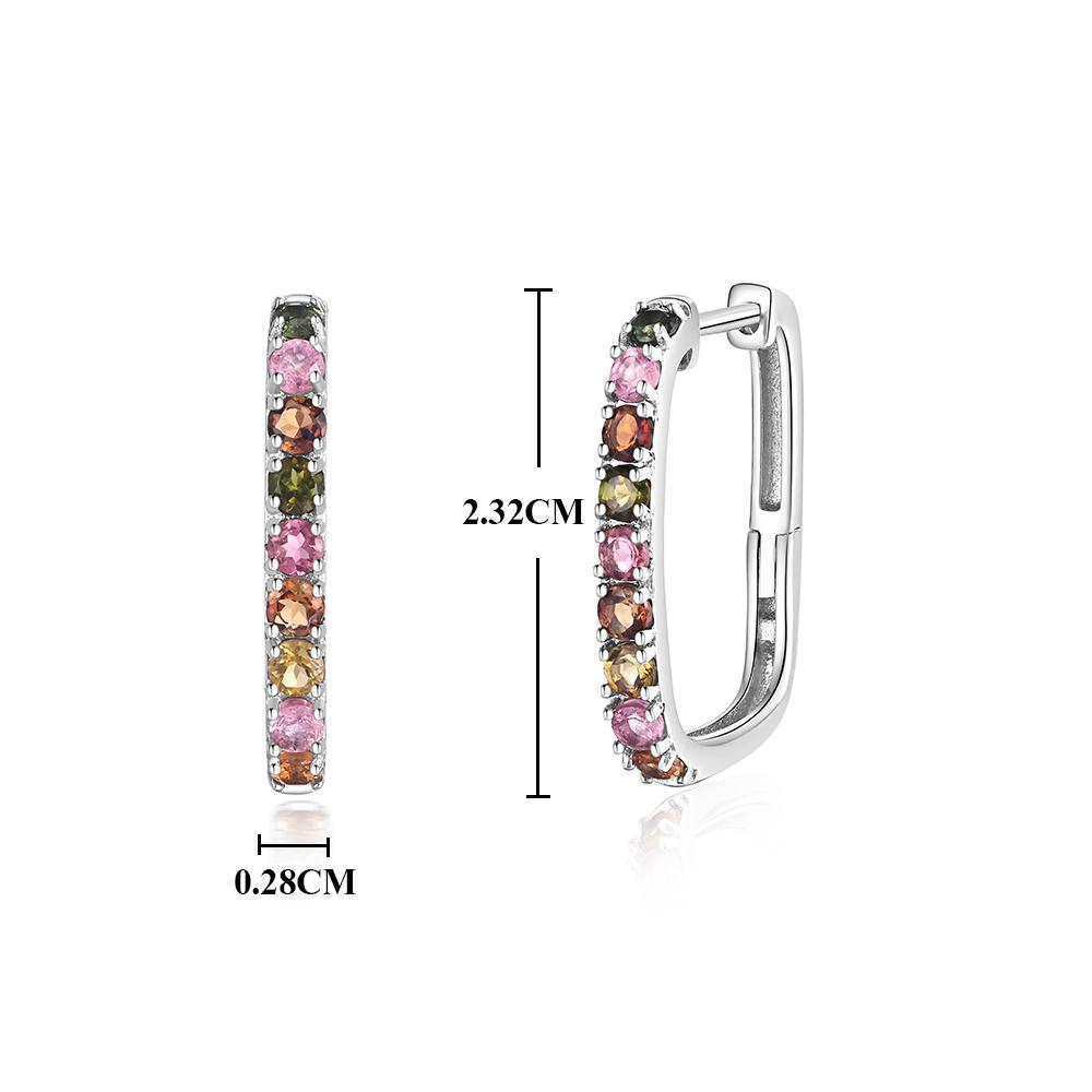 Multi-colored Natural Tourmaline Gemstone Earrings for Women 925 Sterling Silver Fine Jewelry Anniversary Gift