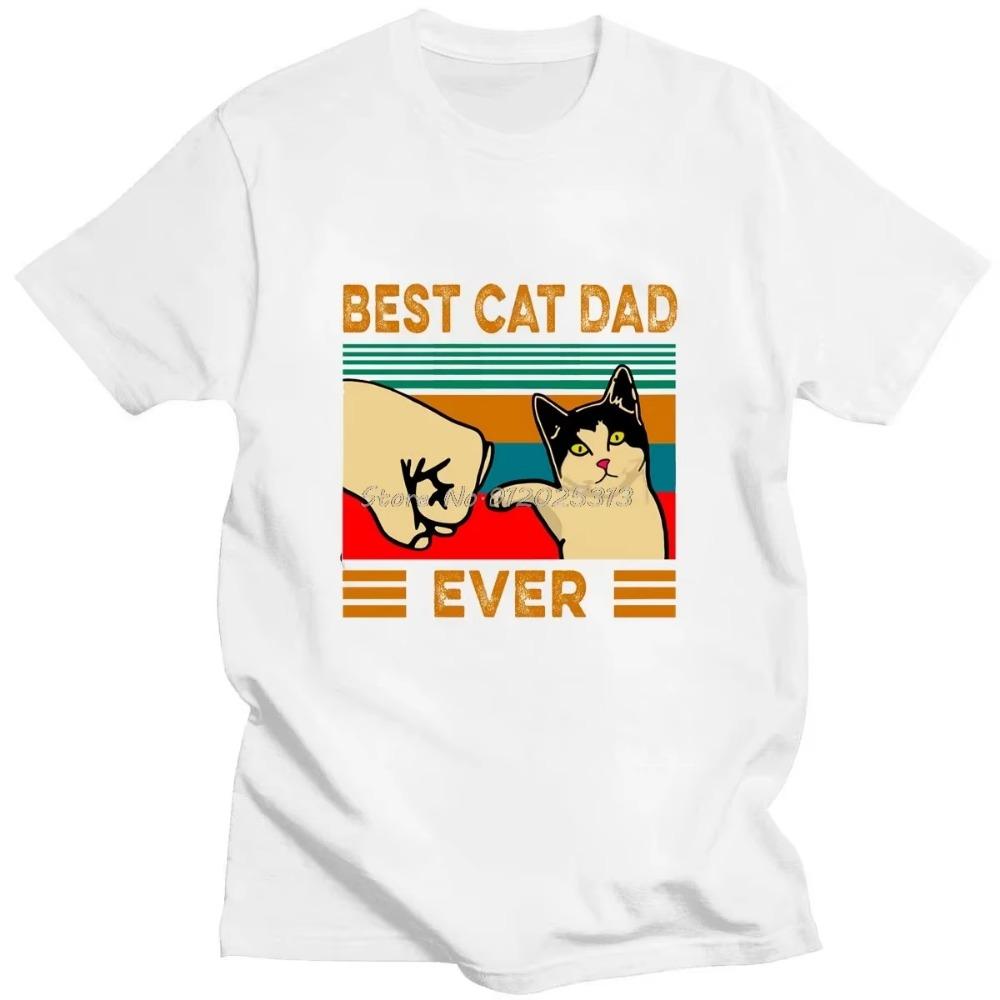 Mens Premium Tshirts Best Cat Dad Ever Paw Fist Bump Fit Vintage Cotton High Quality Black Casual Korean Fashion New Tshirt Tops